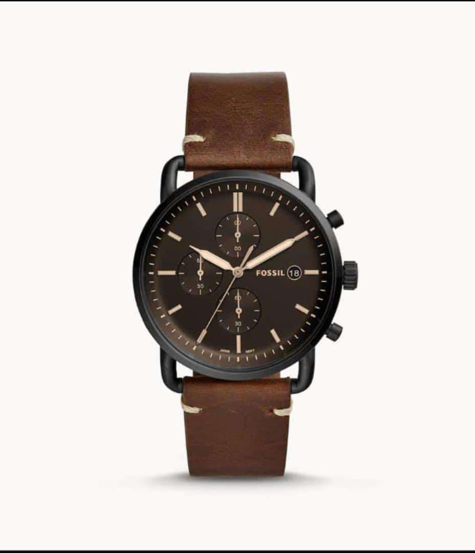 Montre Chronographe "Urban Nomad" – Cuir & Acier Noir