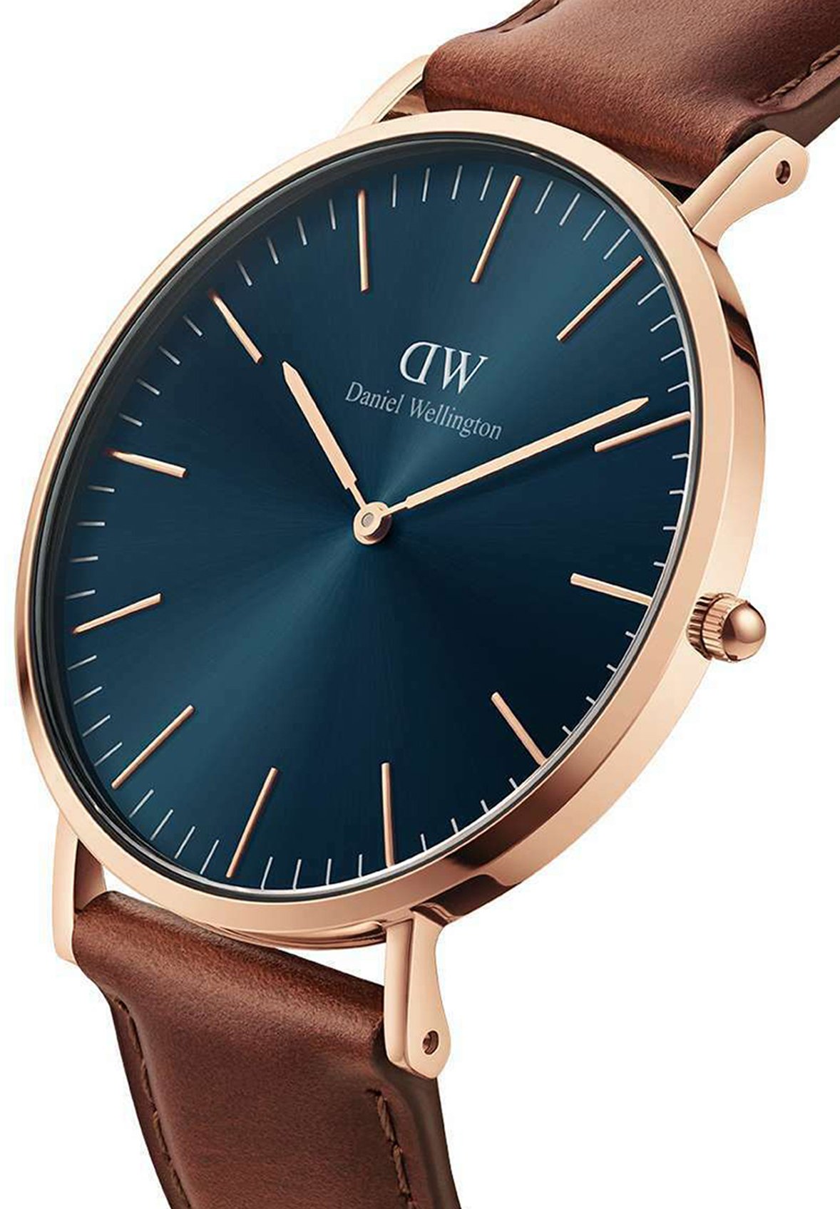 Montre Daniel Wellington Classic Black – Boîtier Or Rose & Bracelet Cuir Brun